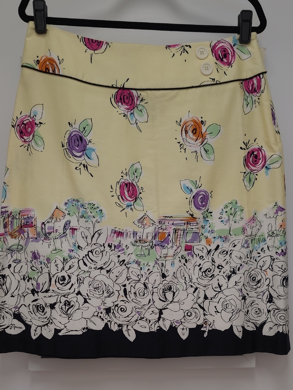 Floral Print Yellow A-Line Skirt
